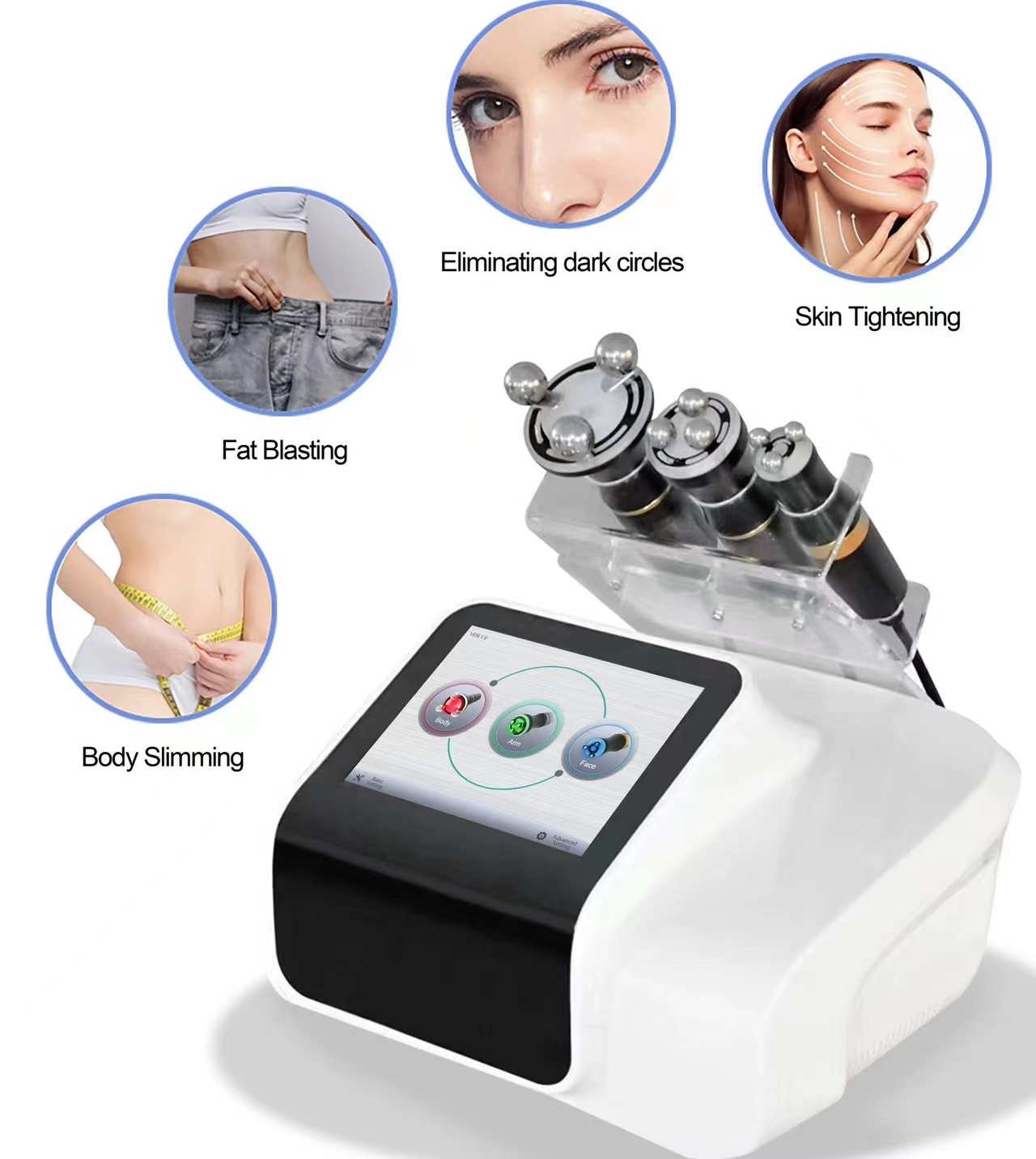 Body slimming 360 bipolar rf massage 3 in 1 face lifting machine skin tightening wrinkle remover 360 degree rotating rf led light therapy