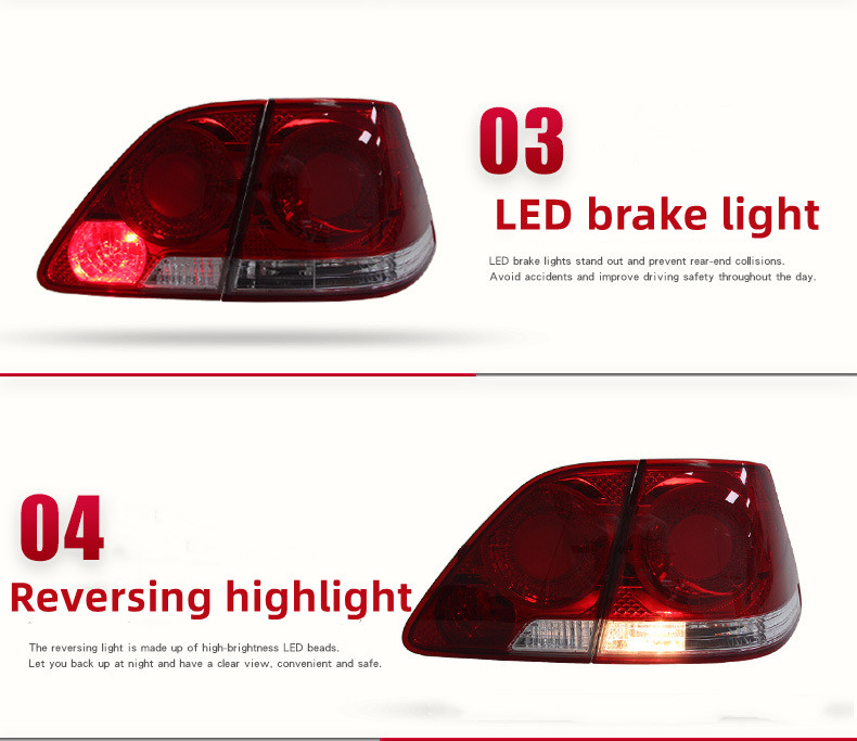 Car Taillight for Toyota 2003-2009 Crown Tail Lamp Assembly G12 Crown Modified LED Japanese Version 6-Eye Tail Lamp