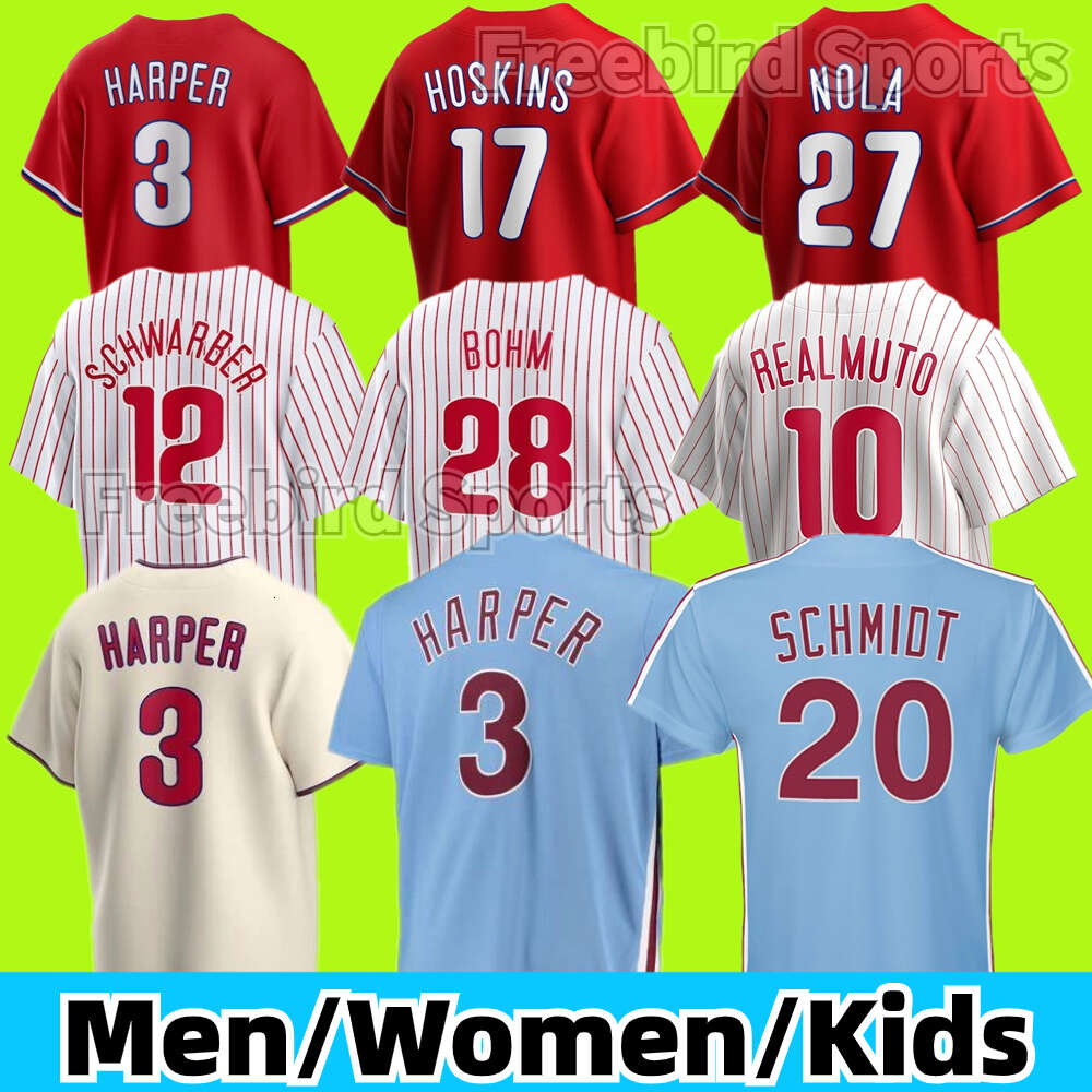 Trea Turner Jersey Bryce 3 Harper 10 JT Realmuto Schmidt Bryson Stott Kyle Schwarber Brandon Marsh Edmundo Sosa Ranger Suarez Baseball Jerseys S-XXXL