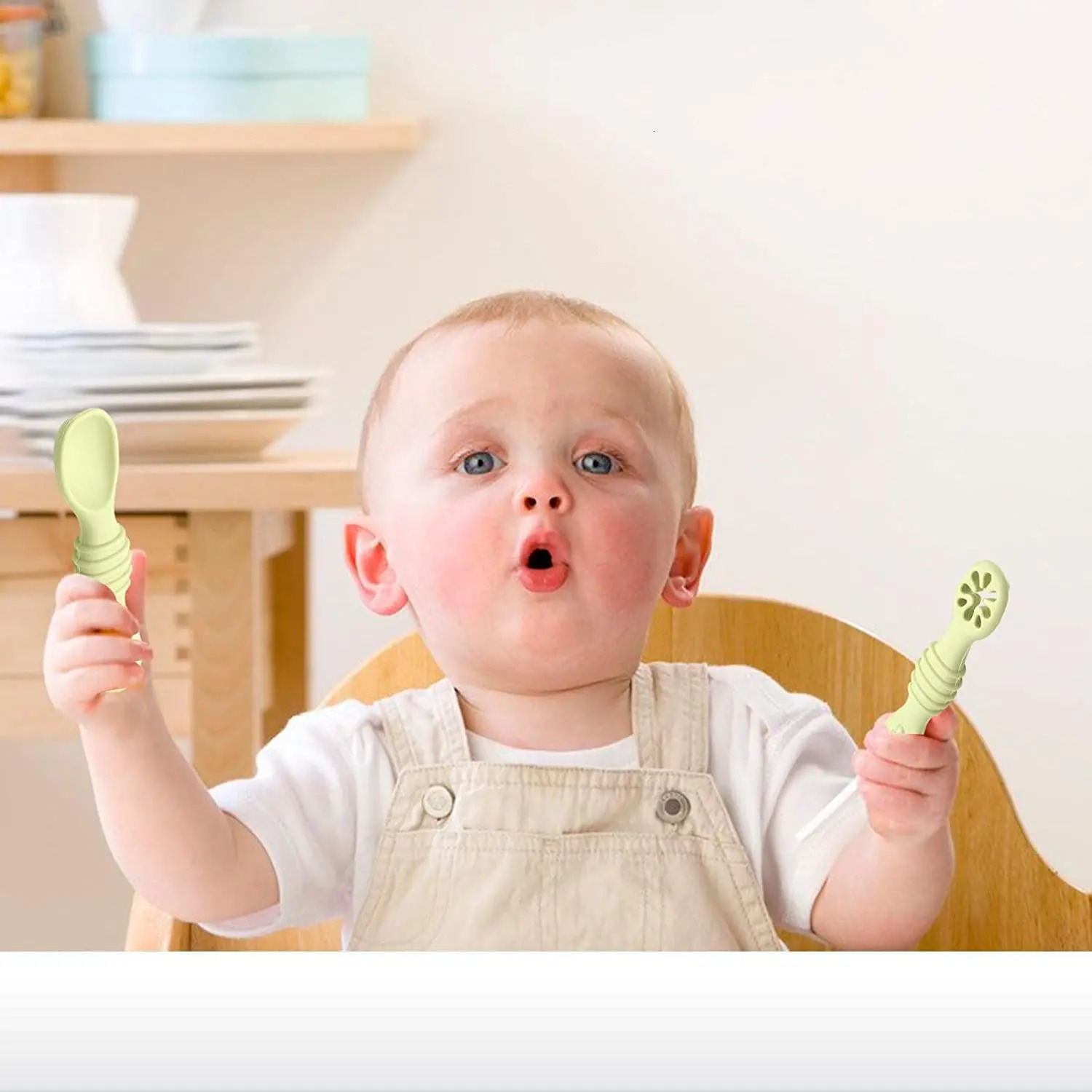 Cups Dishes Utensils Baby Feeding Spoon Silicone Baby Spoons for Toddler Utensils First Stage Baby Training Spoon Set Infant-Led Weaning Utensils 2310