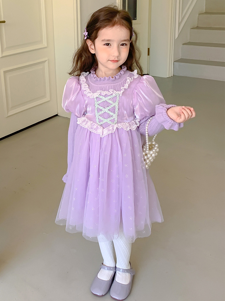 Exclusive Girlymax Baby Girls Milk Silk Ruffles Twirl Dress Knee Length Kids Clothing Short Purple dress for kids R231009