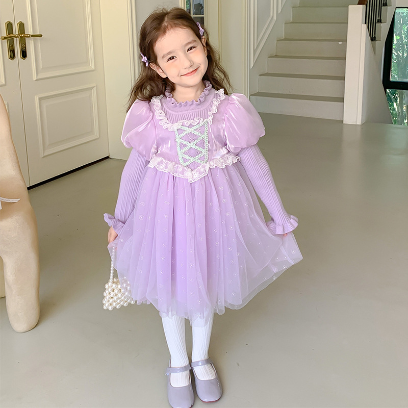 Exclusive Girlymax Baby Girls Milk Silk Ruffles Twirl Dress Knee Length Kids Clothing Short Purple dress for kids R231009