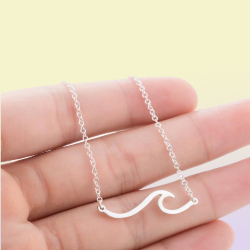 European and American jewelry long wave necklace only beautiful waves waves pendant clavicle chain beach surfers friend gifts88991