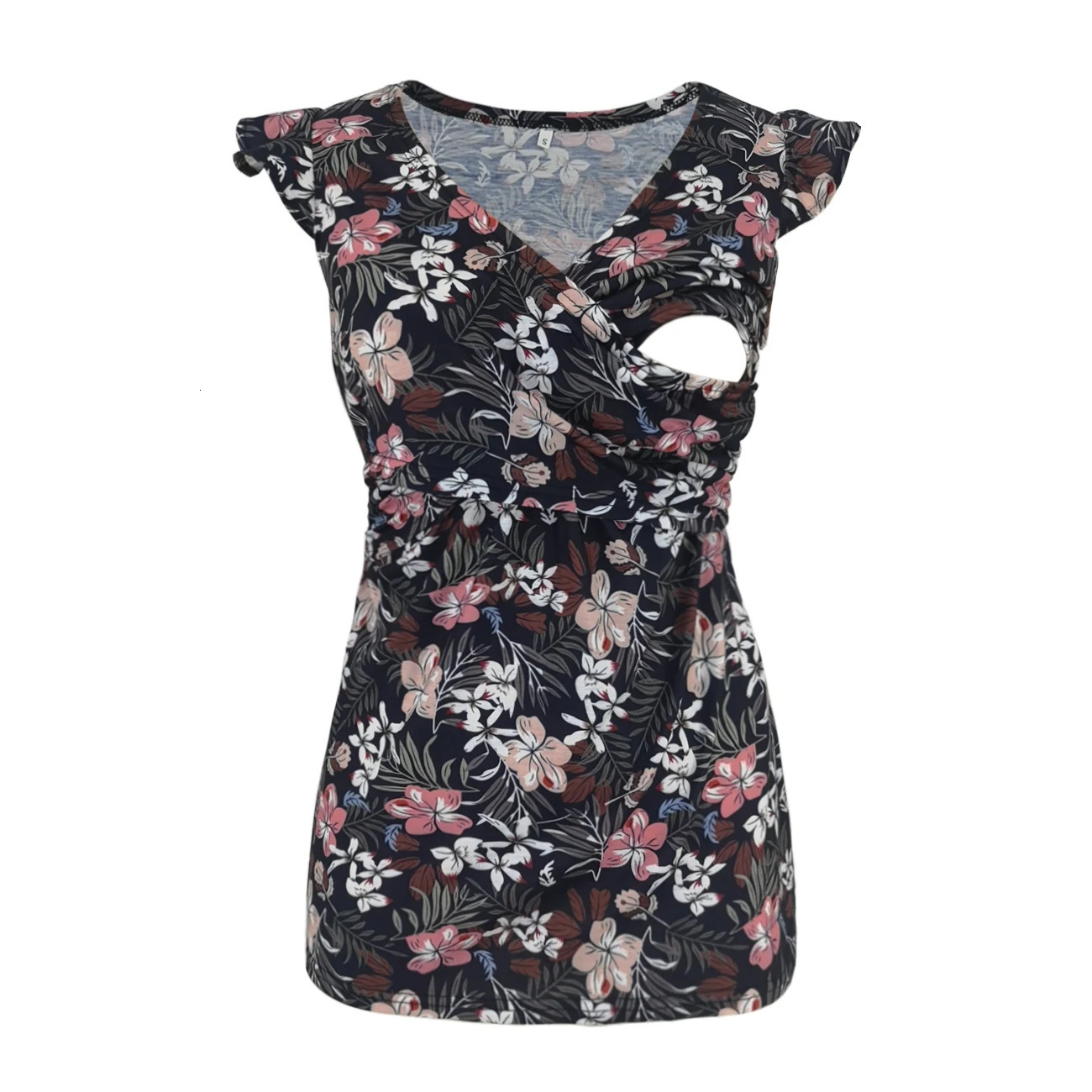 Maternity Tops Tees Cotton Floral Pullover Tops for Maternity Women Summer Casual Short Sleeve Breastfeeding T -shirt Tees Pregnancy Clothes 231006