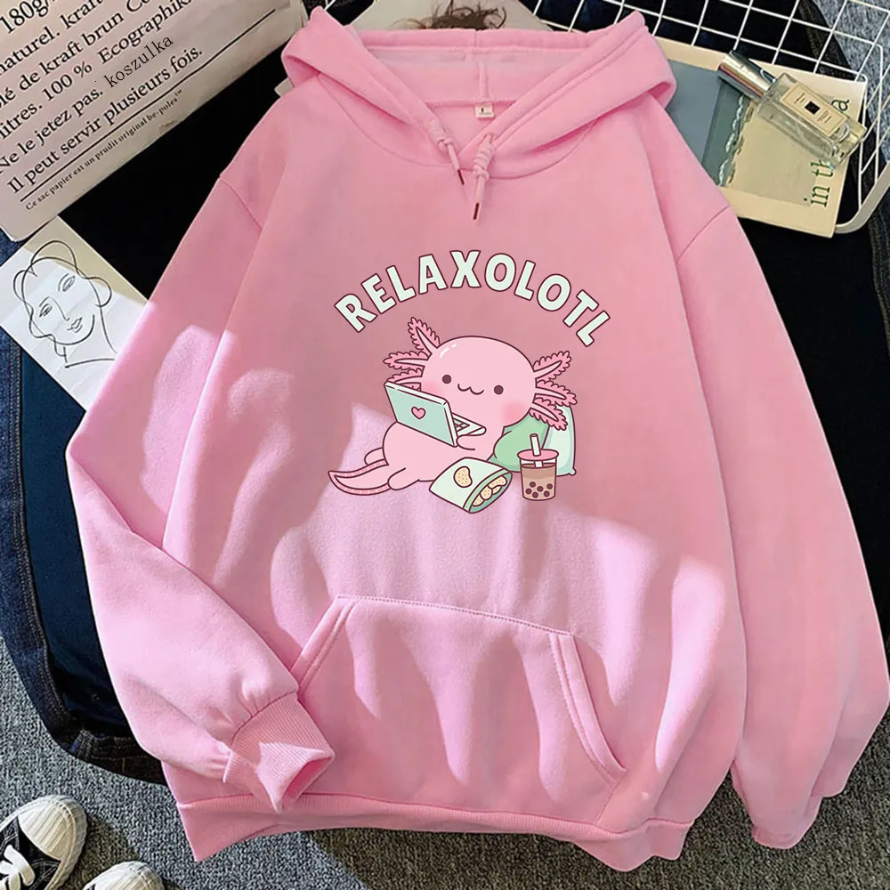Women s Hoodies Sweatshirts Axolotl Boba Milk Tea Korean Style Women Clothes Kawaii Sweatshirt Vintage Cartoon Graphic Hoodie Harajuku Sudaderas 23100
