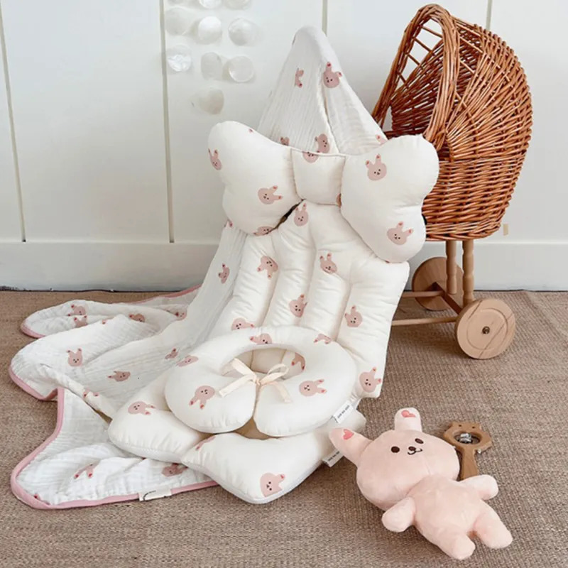 Dining Chairs Seats Korean Baby Stroller Seat Cushion Liner Kids Dining Chair Cushion Cartoon Printed Cotton Breathable Infant Pram Cart Seat Pad 2310