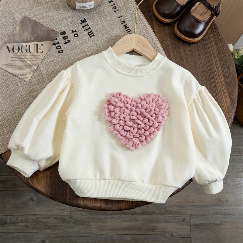Hoodies Sweatshirts Girls T shirts 2023 Autumn Winter Sweater for Kids 3D Love Children Toddler Pullover Long Sleeve Baby Tops Outfits 231007