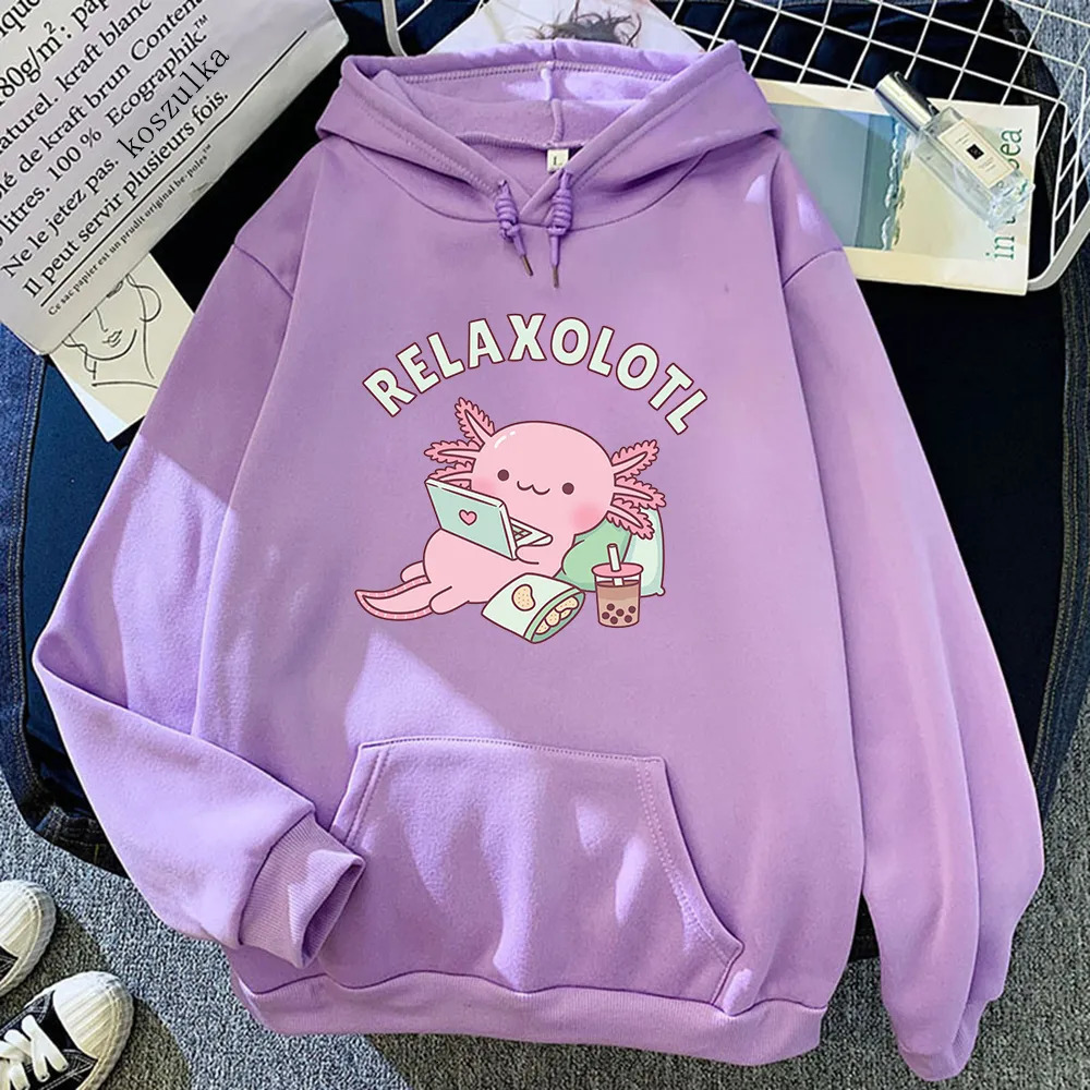 Women s Hoodies Sweatshirts Axolotl Boba Milk Tea Korean Style Women Clothes Kawaii Sweatshirt Vintage Cartoon Graphic Hoodie Harajuku Sudaderas 23100