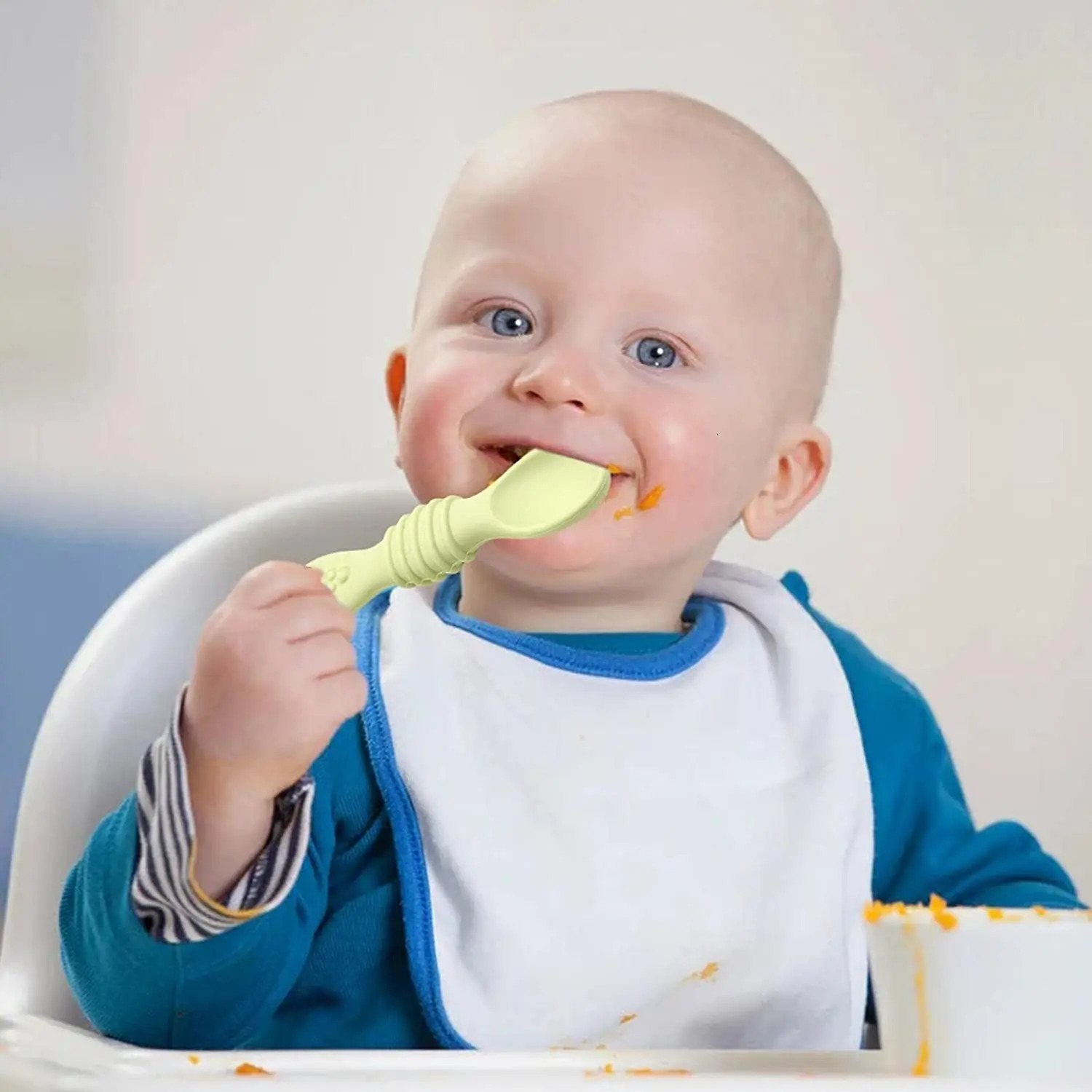 Cups Dishes Utensils Baby Feeding Spoon Silicone Baby Spoons for Toddler Utensils First Stage Baby Training Spoon Set Infant-Led Weaning Utensils 2310