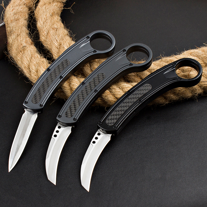 H1084 Tactical Claw Knife 440C Satin Blade Zinc-aluminum Alloy Handle Outdoor Camping Hiking Survival Karambit Knives with Nylon Bag