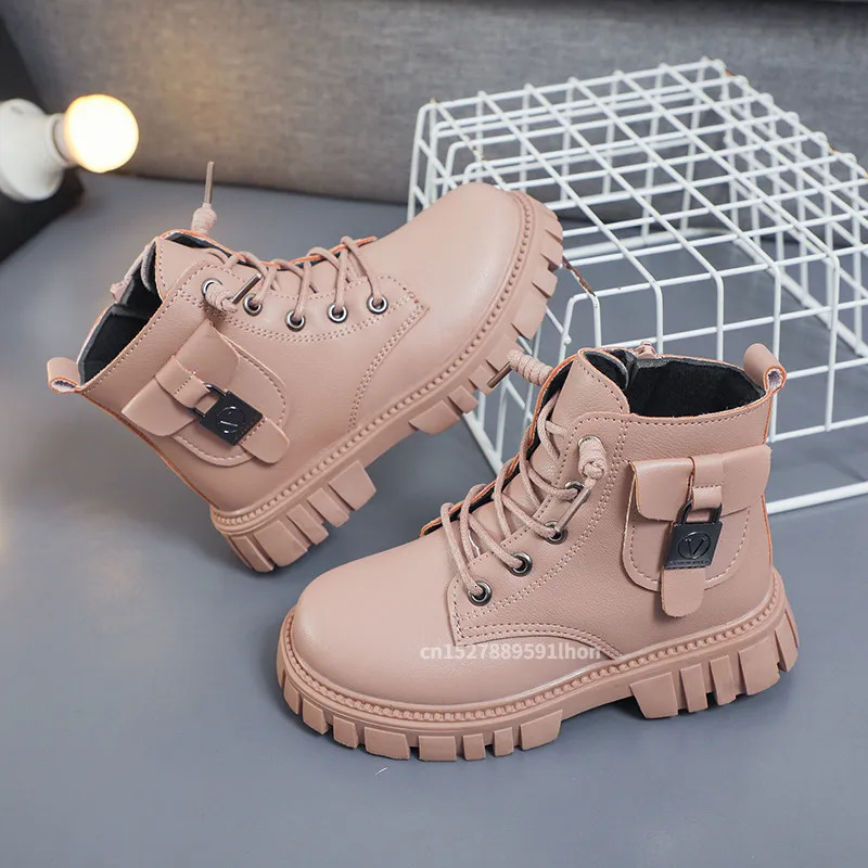Boots Autumn and Winter Girls Ankle Boots Fashion Non-slip Boys PU Leather Short Boots Children Korea Boots Fall Toddler Girl Boots 231009