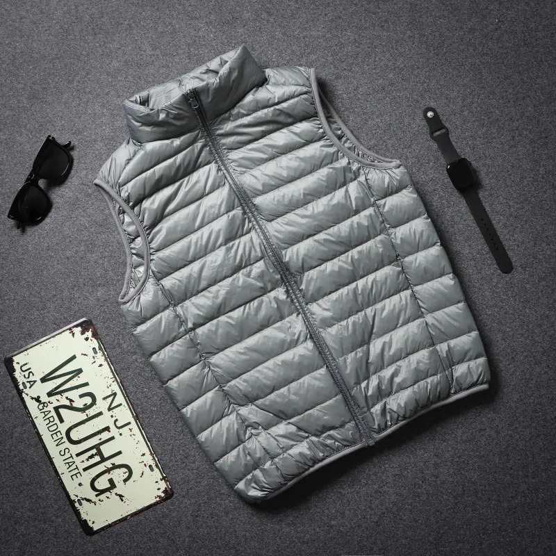 Men's Down Parkas Men's Sleeveless Puffer Jacket Autumn Spring Lightweight Water-Resistant Packable Men Down Vest Coat Plus Size 5xl 6xl 231