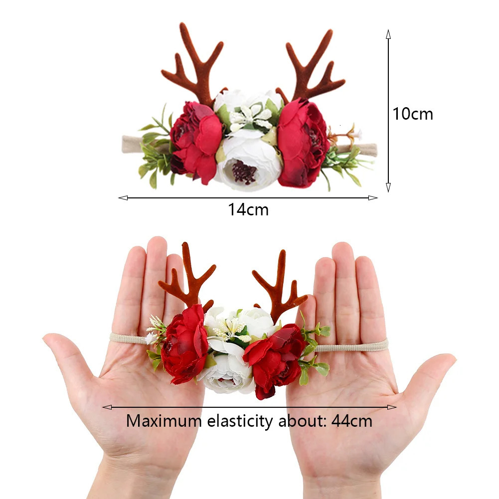 Gift Sets 4Pcs/Set Flower Print Baby Bib Headband Elastic Nylon Hair Band Food Grade Silicone Beads Pacifier Clip Chain Christmas Gift Box 231006