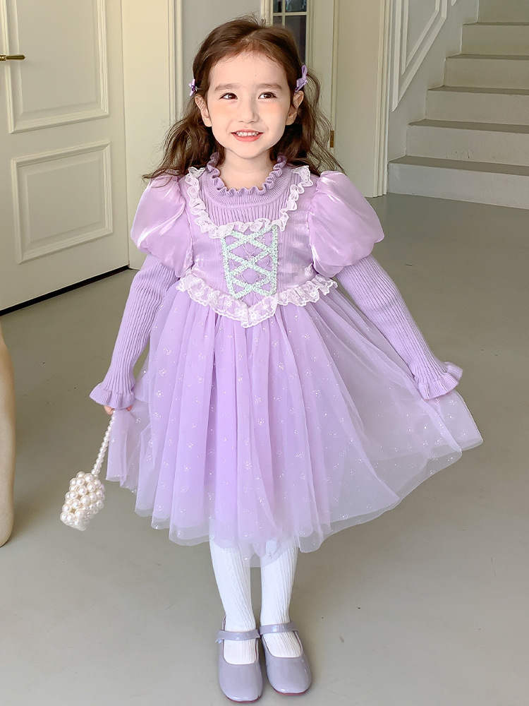 Exclusive Girlymax Baby Girls Milk Silk Ruffles Twirl Dress Knee Length Kids Clothing Short Purple dress for kids R231009