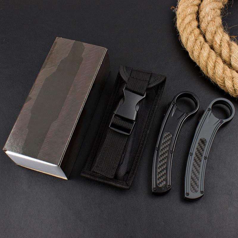 H1084 Tactical Claw Knife 440C Satin Blade Zinc-aluminum Alloy Handle Outdoor Camping Hiking Survival Karambit Knives with Nylon Bag