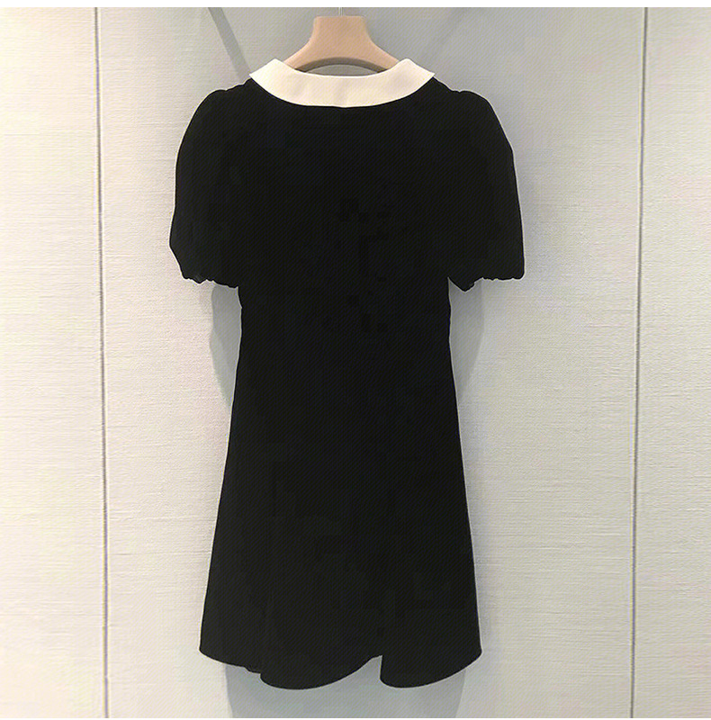 925 2023 Milan Style Runway Dress Autumn Lapel Neck Long Sleeve Black Apricot Mid Calf Brand Same Style Empire Womens Dress Fashio