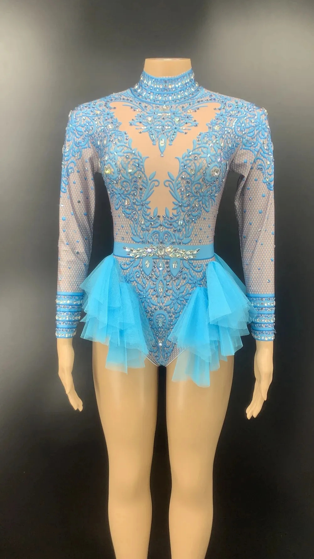 Women s Jumpsuits Rompers Sparkly s Pink Lace Bodysuit Women Long Sleeve Birthday Party Outfit Dance Costume Sexy Show Performance Stage Wear 231009