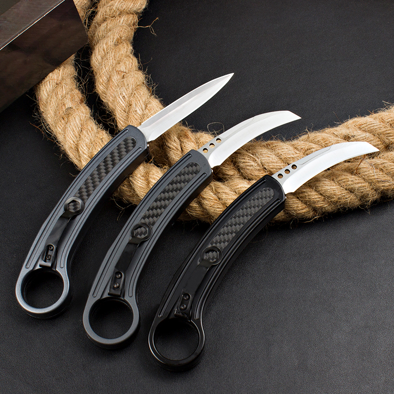 H1084 Tactical Claw Knife 440C Satin Blade Zinc-aluminum Alloy Handle Outdoor Camping Hiking Survival Karambit Knives with Nylon Bag