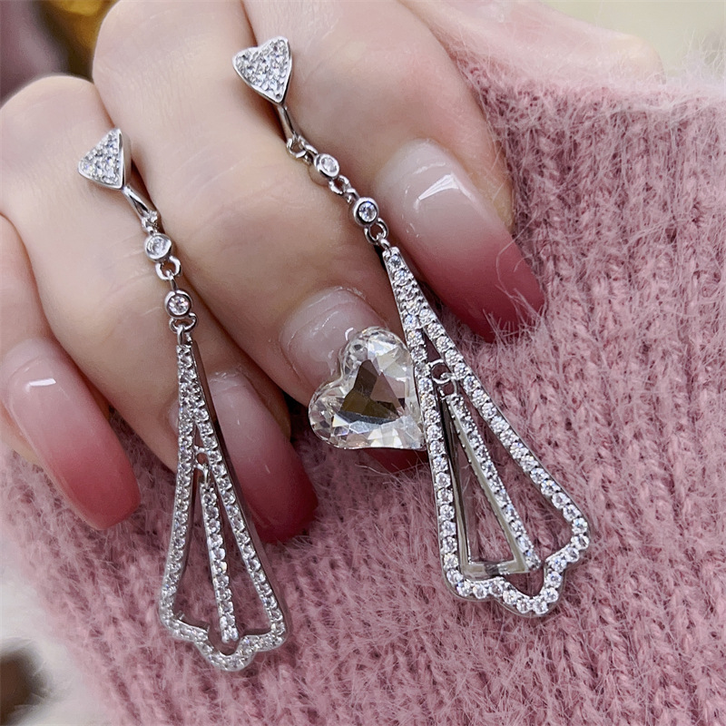 Dangle Earrings: Sterg Sier Pave White Sapphire CZ Dia Gemstones Zircon Party Tassel Drop Earrings for Women, 2024 Top Selg Jewelry Gift