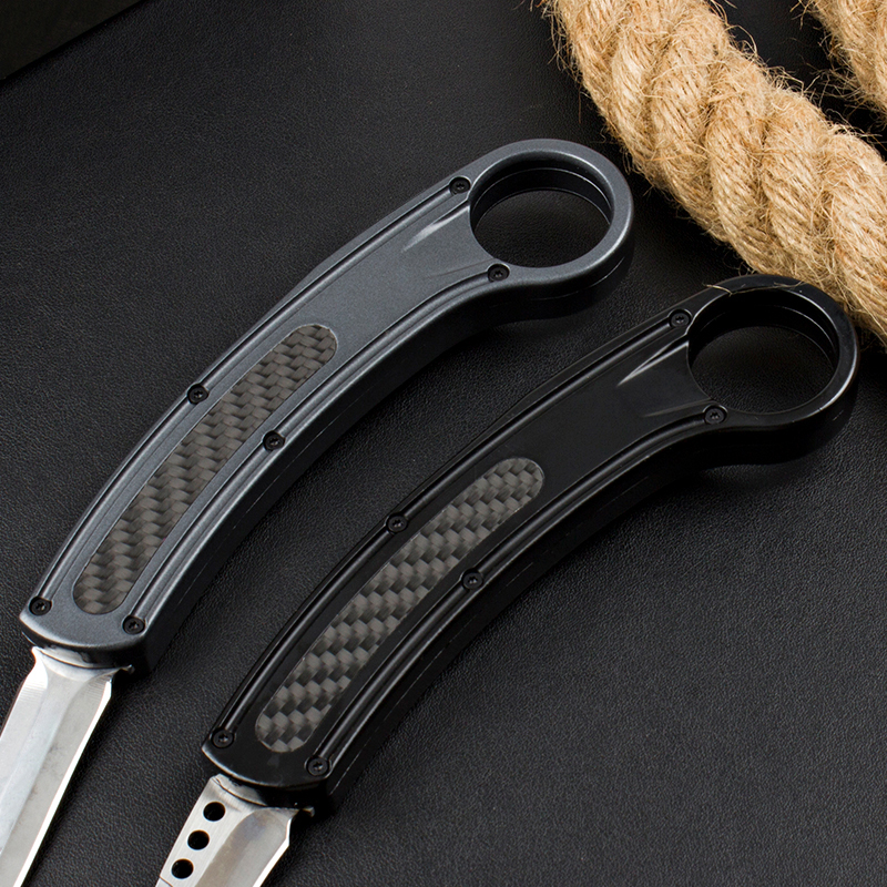 H1084 Tactical Claw Knife 440C Satin Blade Zinc-aluminum Alloy Handle Outdoor Camping Hiking Survival Karambit Knives with Nylon Bag