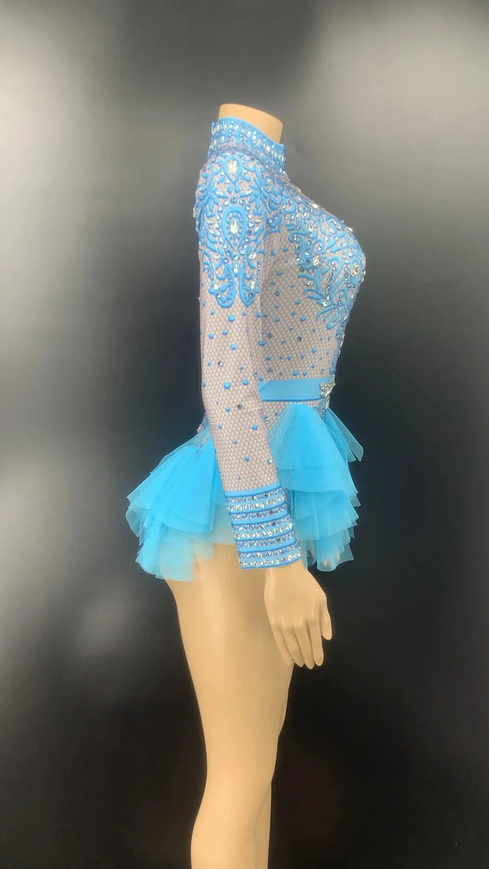 Women s Jumpsuits Rompers Sparkly s Pink Lace Bodysuit Women Long Sleeve Birthday Party Outfit Dance Costume Sexy Show Performance Stage Wear 231009
