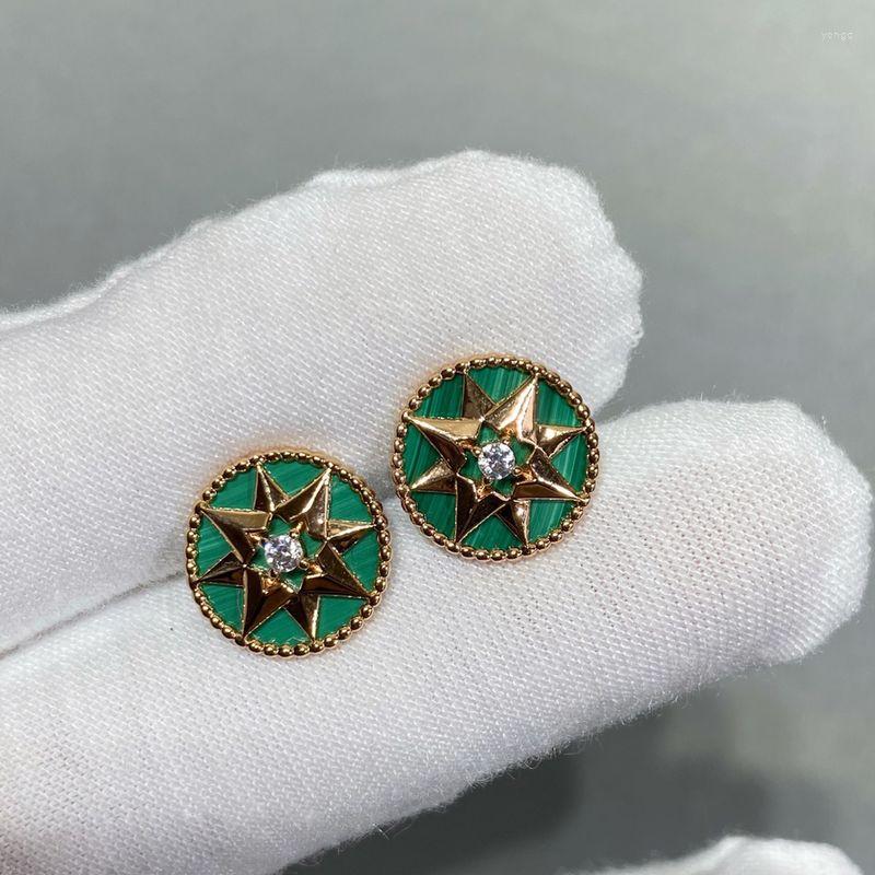 Stud Earrings Eight Pointed North Star Compass Earring For Women Luxury Designer Malachite Green Brand Jewelry