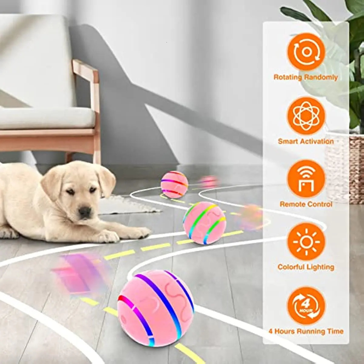 Dog Toys Chews Smart Interactive Dog Balls Remote Control Dog Chew Toy Ball for Aggressive Chewers 4 Hours Running Time Rolling Balls for Dog 231009