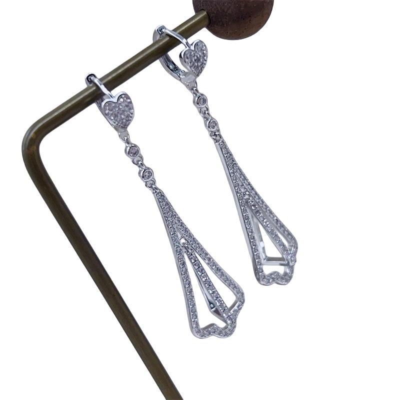 Dangle Earrings: Sterg Sier Pave White Sapphire CZ Dia Gemstones Zircon Party Tassel Drop Earrings for Women, 2024 Top Selg Jewelry Gift