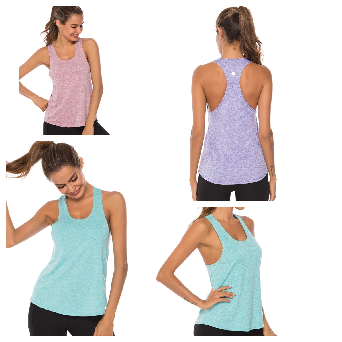UU-2039 Women Sleeveless Loose Tank Yoga Tops Yoga Vest Quick Dry Workout Fitness Athletic Sports Tops