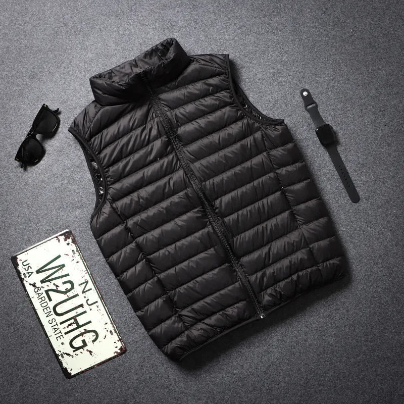 Men's Down Parkas Men's Sleeveless Puffer Jacket Autumn Spring Lightweight Water-Resistant Packable Men Down Vest Coat Plus Size 5xl 6xl 231