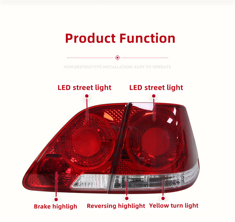 Car Taillight for Toyota 2003-2009 Crown Tail Lamp Assembly G12 Crown Modified LED Japanese Version 6-Eye Tail Lamp