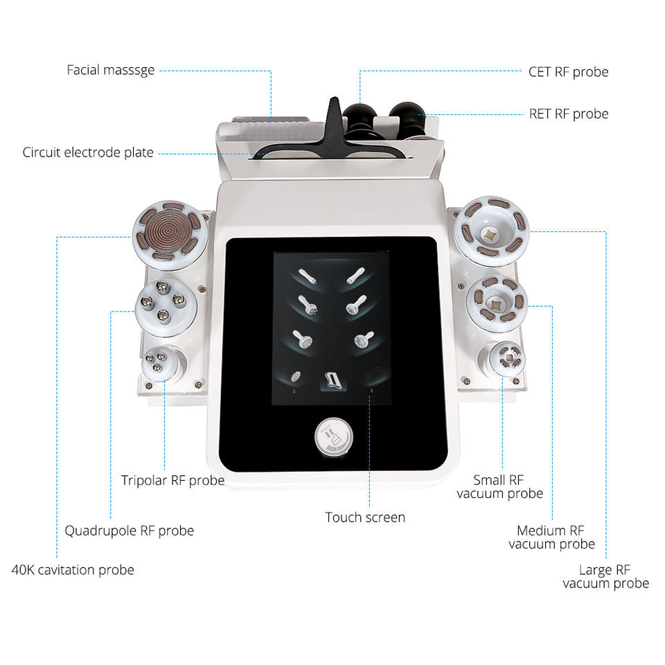 New arrival 9 in 1 RET CET RF Vacuum 40k Cavitation removal Cellulite Slimming Machine