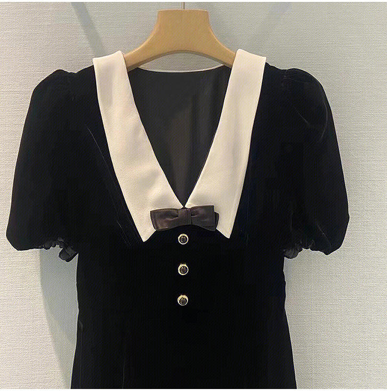 925 2023 Milan Style Runway Dress Autumn Lapel Neck Long Sleeve Black Apricot Mid Calf Brand Same Style Empire Womens Dress Fashio
