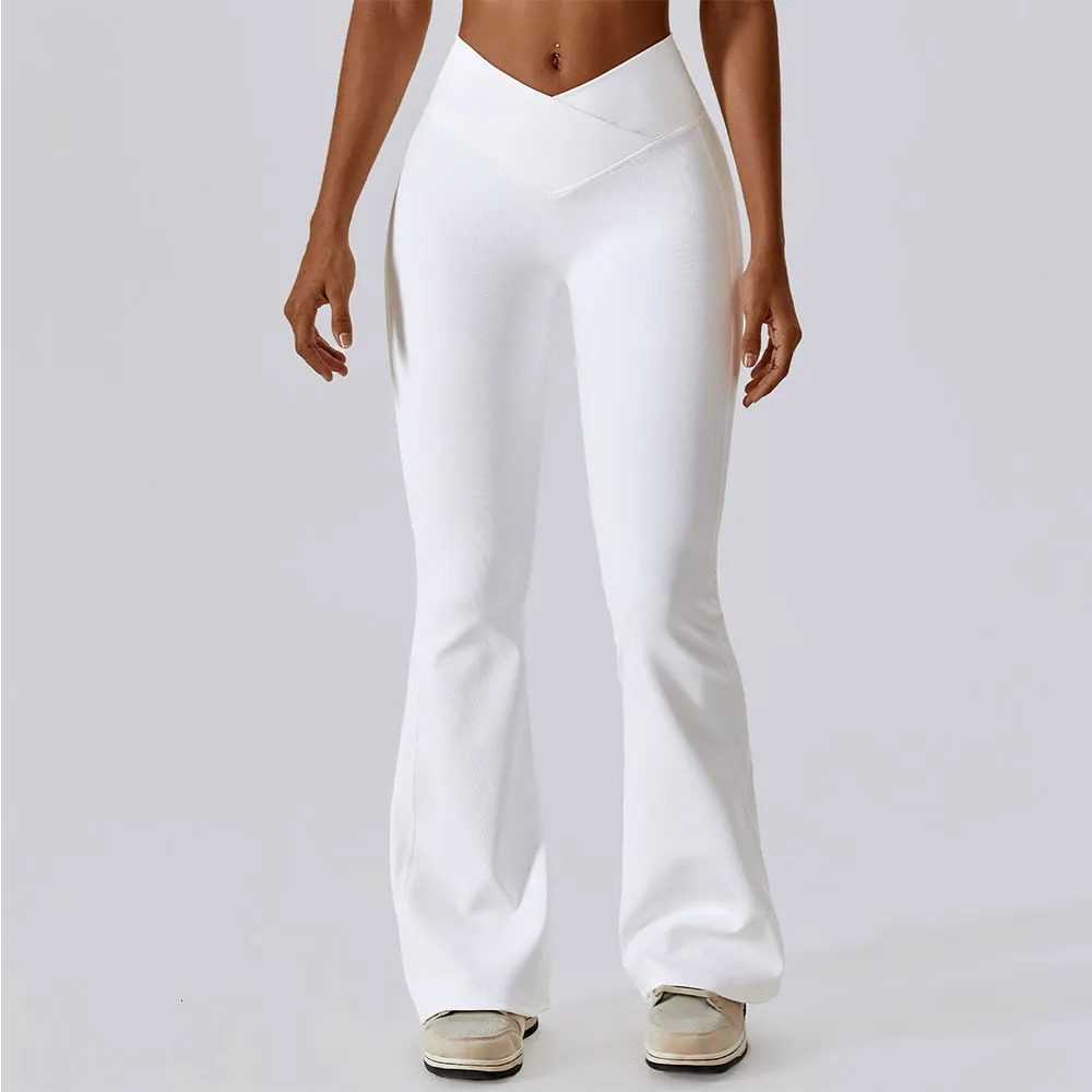 Yoga Outfit Flare Leggings Pants Women High Waist Wide Leg Gym Workout Fitness Sports Flared Pant Latin Dance Trousers 231009