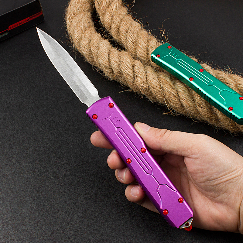 High End Knife D2 Stone Wash Blade Aviation Aluminum Handle Outdoor Camping Hiking Survival Tactical Knives with Nylon Bag