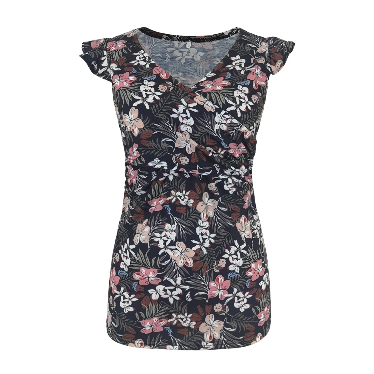 Maternity Tops Tees Cotton Floral Pullover Tops for Maternity Women Summer Casual Short Sleeve Breastfeeding T -shirt Tees Pregnancy Clothes 231006