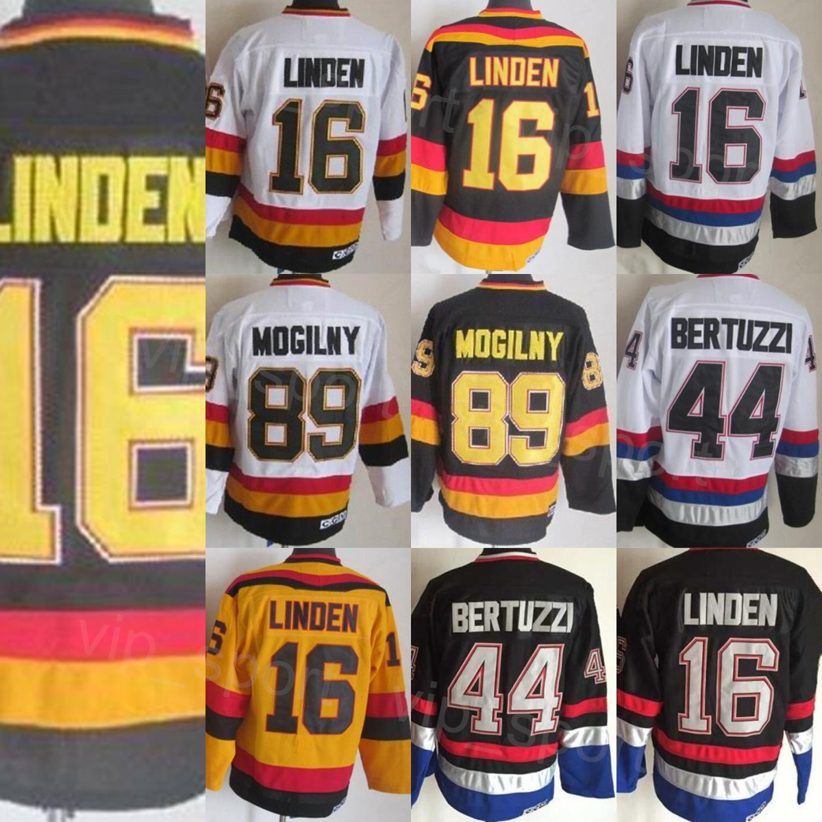 CCM Hockey Retro 44 Todd Bertuzzi Jersey Retire 16 Trevor Linden 89 Mogilny 10 Pavel Bure 19 Markus Naslund Vintage Classic Ed Breathable Team Color High