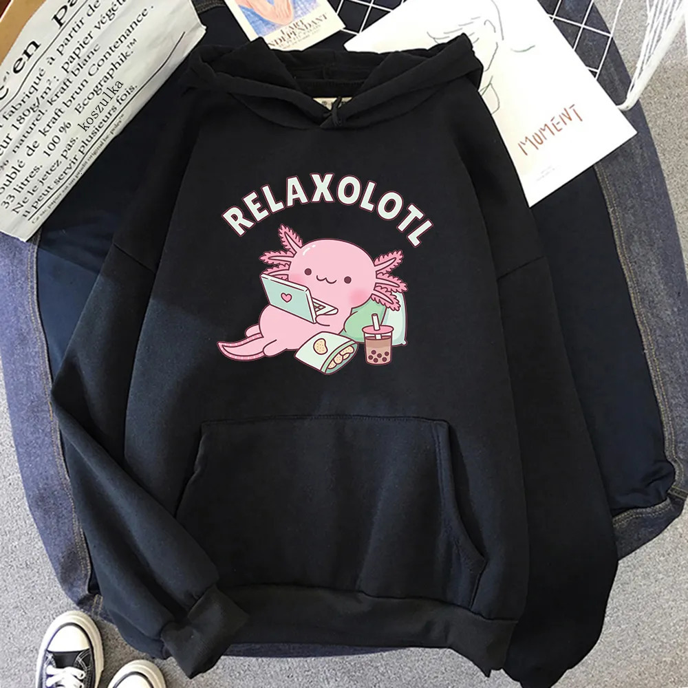 Women s Hoodies Sweatshirts Axolotl Boba Milk Tea Korean Style Women Clothes Kawaii Sweatshirt Vintage Cartoon Graphic Hoodie Harajuku Sudaderas 23100