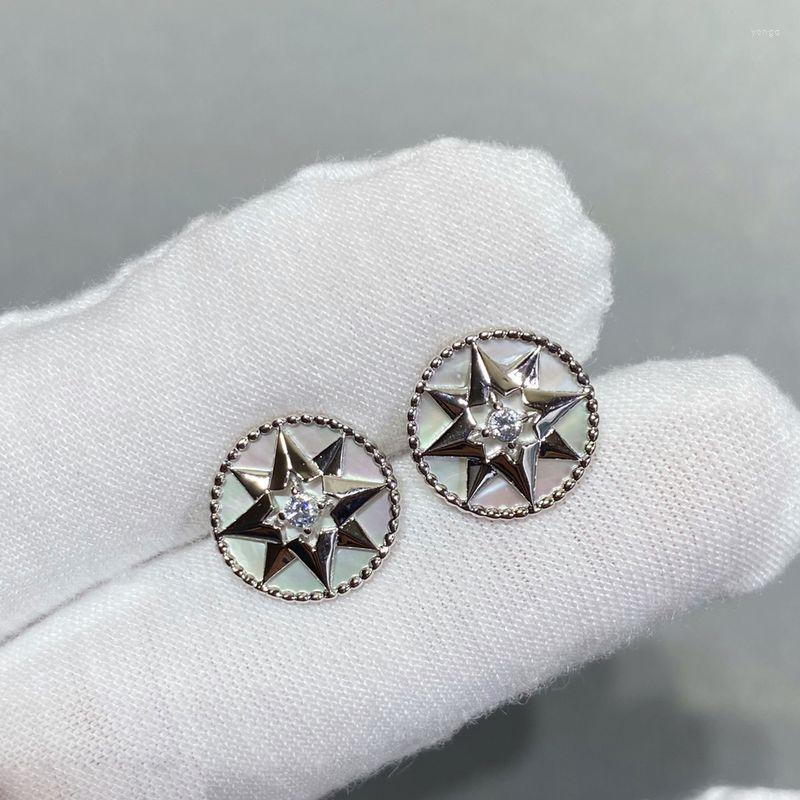 Stud Earrings Eight Pointed North Star Compass Earring For Women Luxury Designer Malachite Green Brand Jewelry