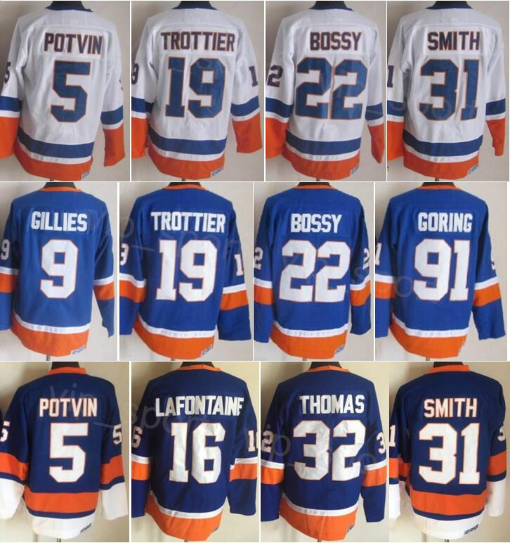 CCM Hockey Retro 32 Steve Thomas Jersey Retire 91 John Tavares 91 Butch Goring 22 Mike Bossy 5 Denis Potvin 9 Clark Gillies 19 Bryan Trottier 31 Billy Smith Vintage