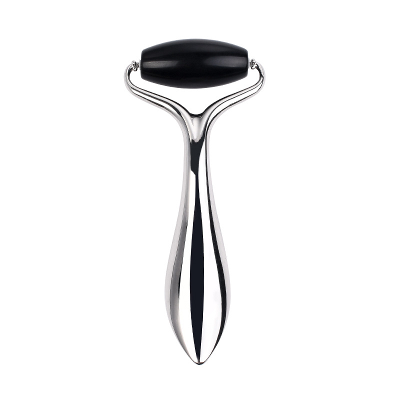 3D Face Massage Roller Metal Handle Natural Jade Stone Rose Quartz Face Roller Skincare Eye Head Massager Anti Wrinkle Anti-aging Beauty Products Rodi