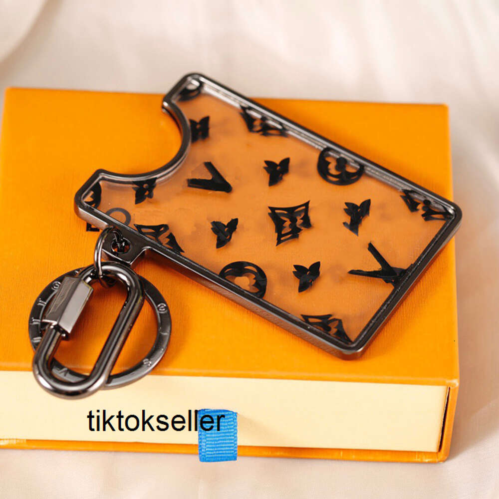 Keychains Lanyards key chain Designer transparent acrylic card holder pendant key chain Card mountable car pendant metal fashion personality creative cute