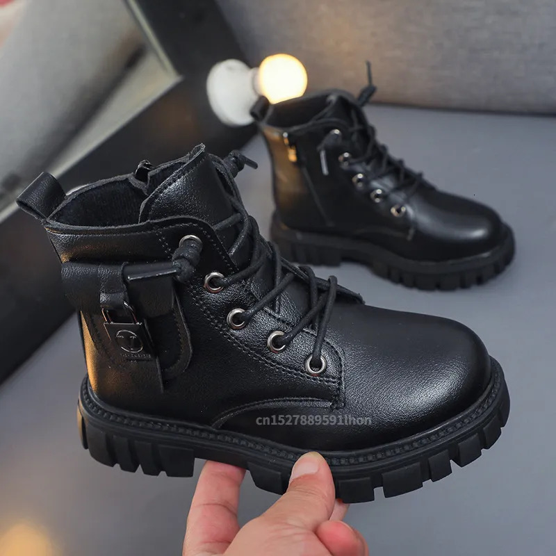 Boots Autumn and Winter Girls Ankle Boots Fashion Non-slip Boys PU Leather Short Boots Children Korea Boots Fall Toddler Girl Boots 231009