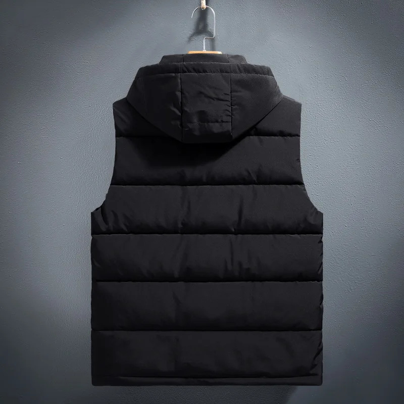 Men's Vests 3674Winter Vest Men Warm Thick Sleeveless Jacket Zipper Slim Pockets Down Cotton Coat Black Gray Beige Waistcoat 231010