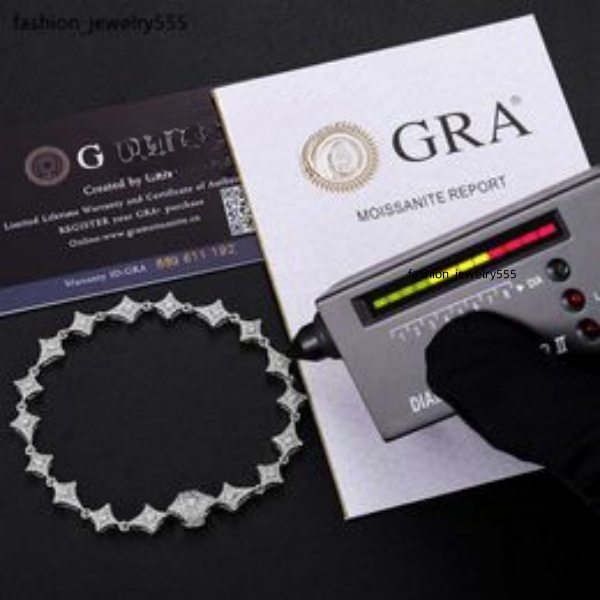 pendant necklaces Dropshipping Bling Hip Hop Jewelry Sterling Sier D Color VVS Moissanite Iced Out Star Charm bracelet Anklet For Men Women