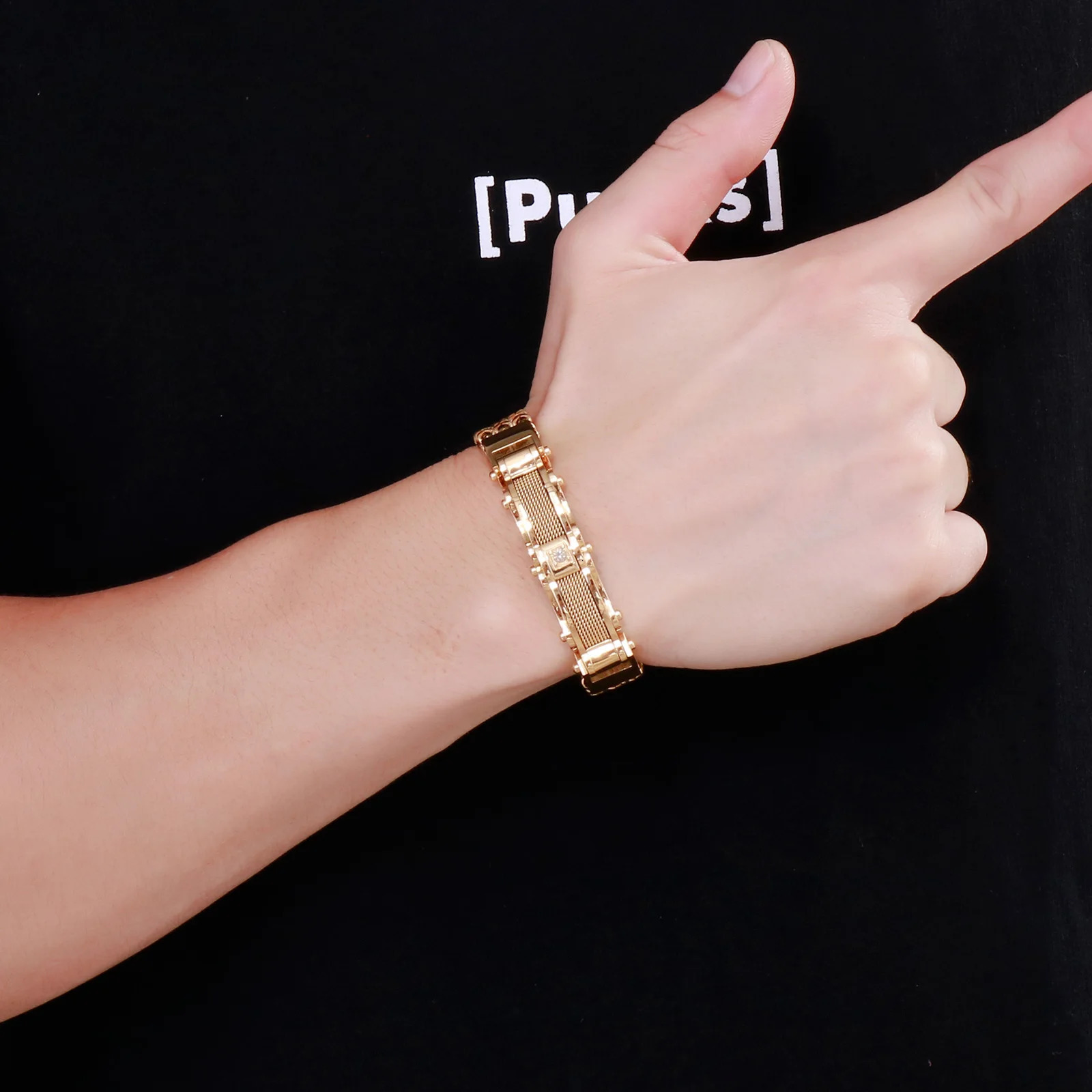 Charm Bracelets KALEN 12mm Mesh Chain Biker Bracelet Men Stainless Steel 304 Fashion Jewelry 231009