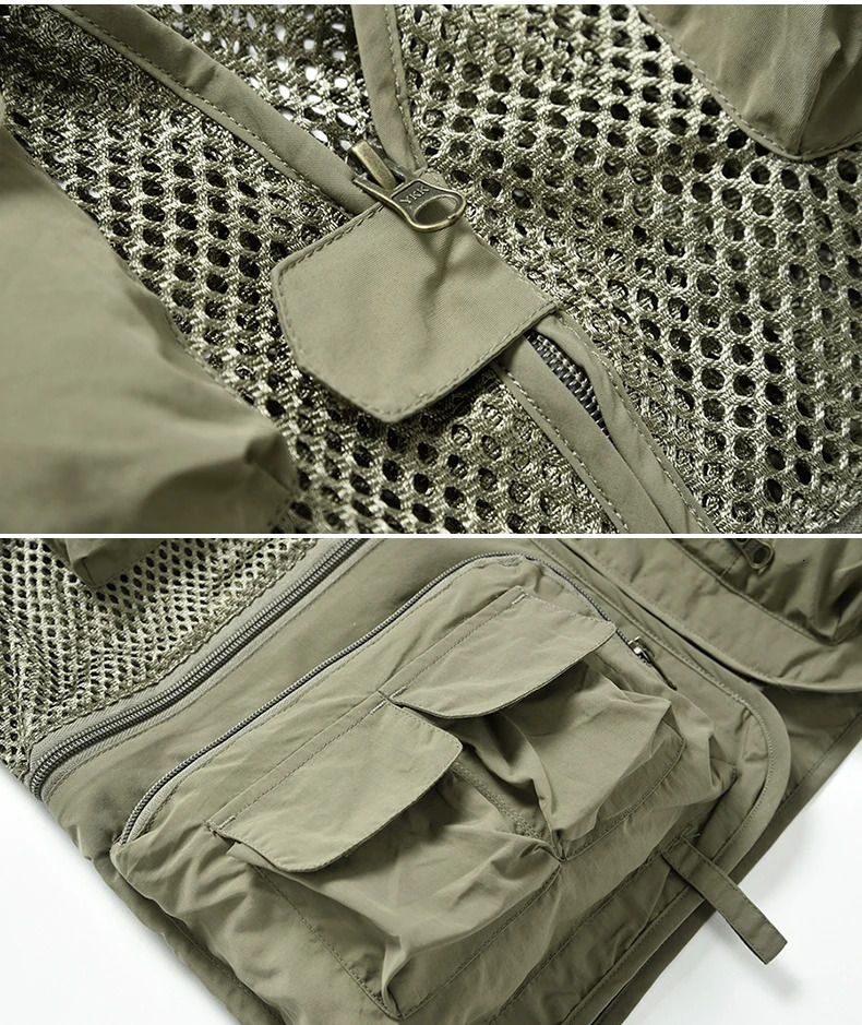 Men's Vests Mesh Casual Fishing Work Safari Travel Po Cargo Vest Summer Jacket Multi Pockets 231010