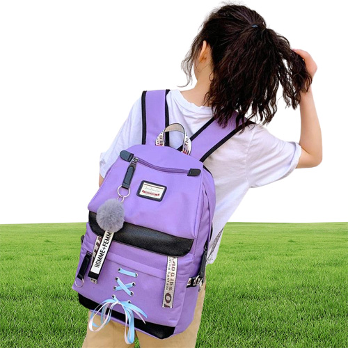 Large Green Backpacks Women School Backpack for Teenage Girls USB School Bag Canvas Middle Junior High College Student Bagpack