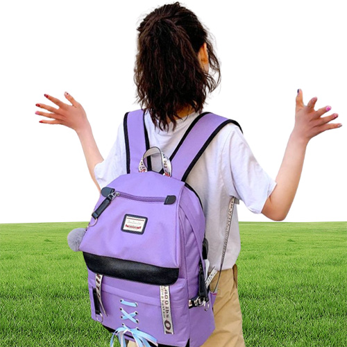 Large Green Backpacks Women School Backpack for Teenage Girls USB School Bag Canvas Middle Junior High College Student Bagpack