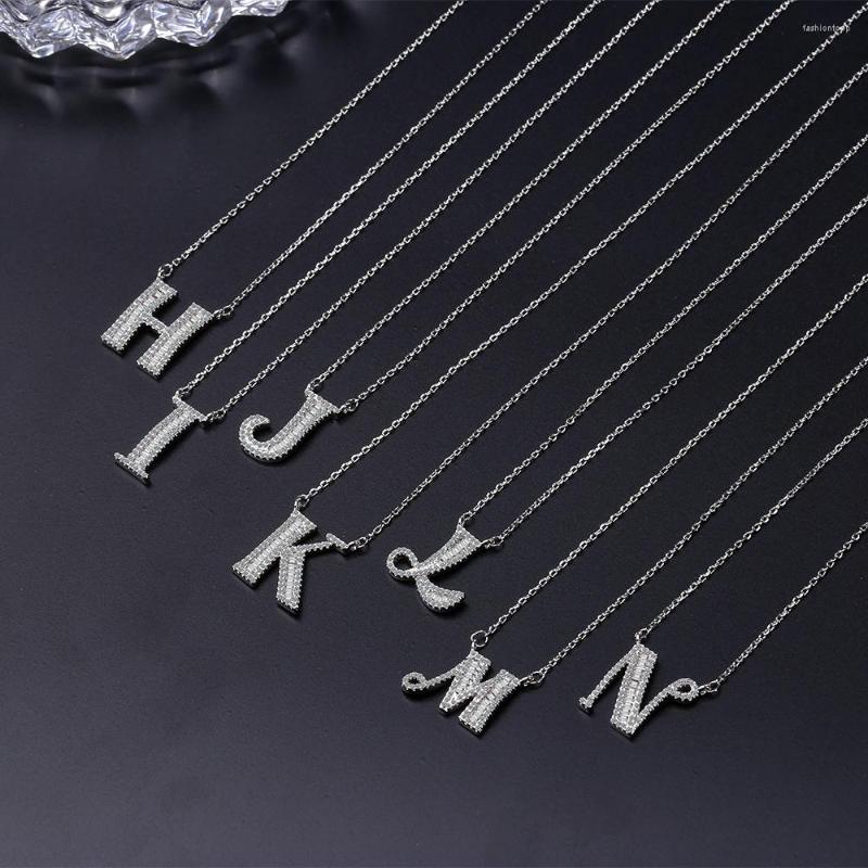 Pendants Moissanite A-Z Initial Letter Pendant Necklace For Women Girls 26 Letters Sterg Sier Hip Hop Man Name Jewelry Gift
